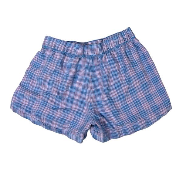 Patagonia Womens M Garden Island Shorts 3.5" Hemp Blend Pink/Blue Check Pockets - Picture 2 of 9